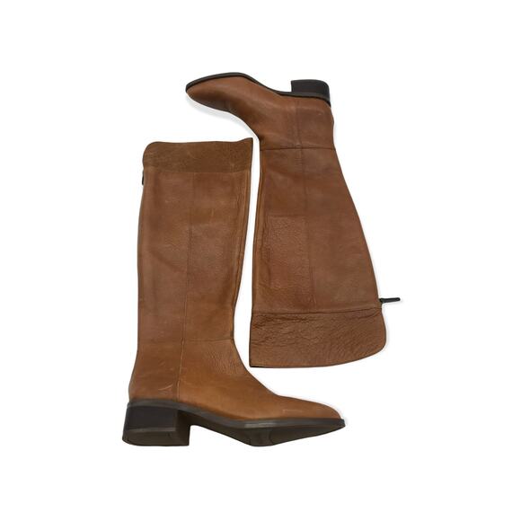 Franco Sarto Womens Daya Riding Boots Brown Leather Pointed Toe Zip 7 M New - Picture 10 of 11